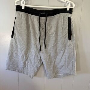 Reebok Sleep Shorts Mens L Gray Black Contrast Waistband Lounge Drawstring